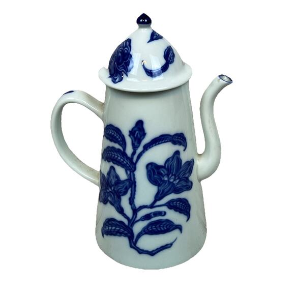Mottahedeh Porcelain 10" Coffee Pot Imperial Blue, Ming Dynasty Decoration - Picture 1 of 8